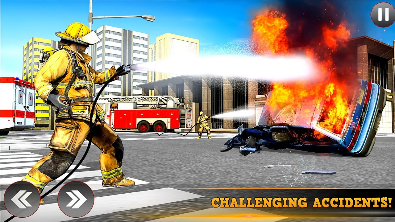 Fire Truck City Rescue Simulator 3D - 911 Emergency Firefighter Rescue Gameplay 