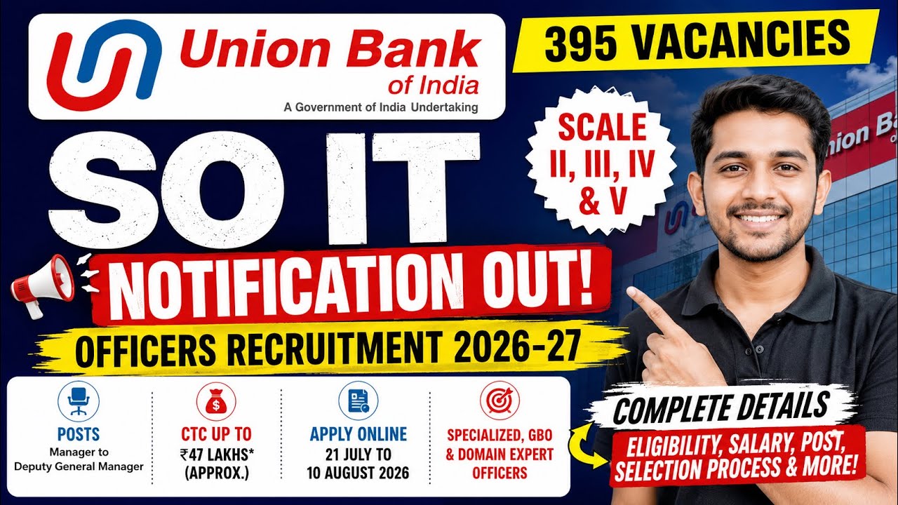 Union Bank SO IT Notification 2026 Out 🔥 | 395 Vacancies | Eligibility, Salary & Apply Online