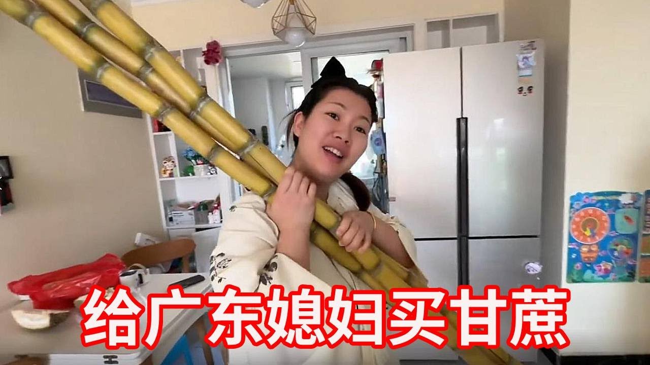 广东媳妇喜欢吃甘蔗，老公直接给她买三大根，可把她高兴坏了！【广东姑娘在北方】