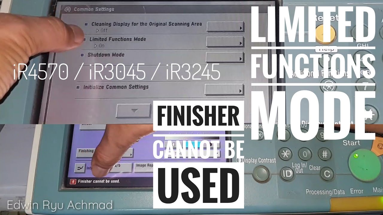 Finisher Cannot Be Used, Limited Functions Mode, iR3045/3035 iR4570/3570 iR3245/3235