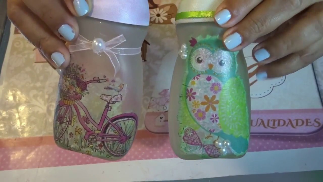 Frascos de café decorado con decoupage y esmerilado
