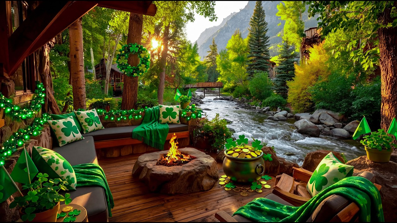 Уютный лесной домик у реки 🌿 Расслабляющая фортепианная музыка для учёбы 🍀 С Днём Святого Патрика!