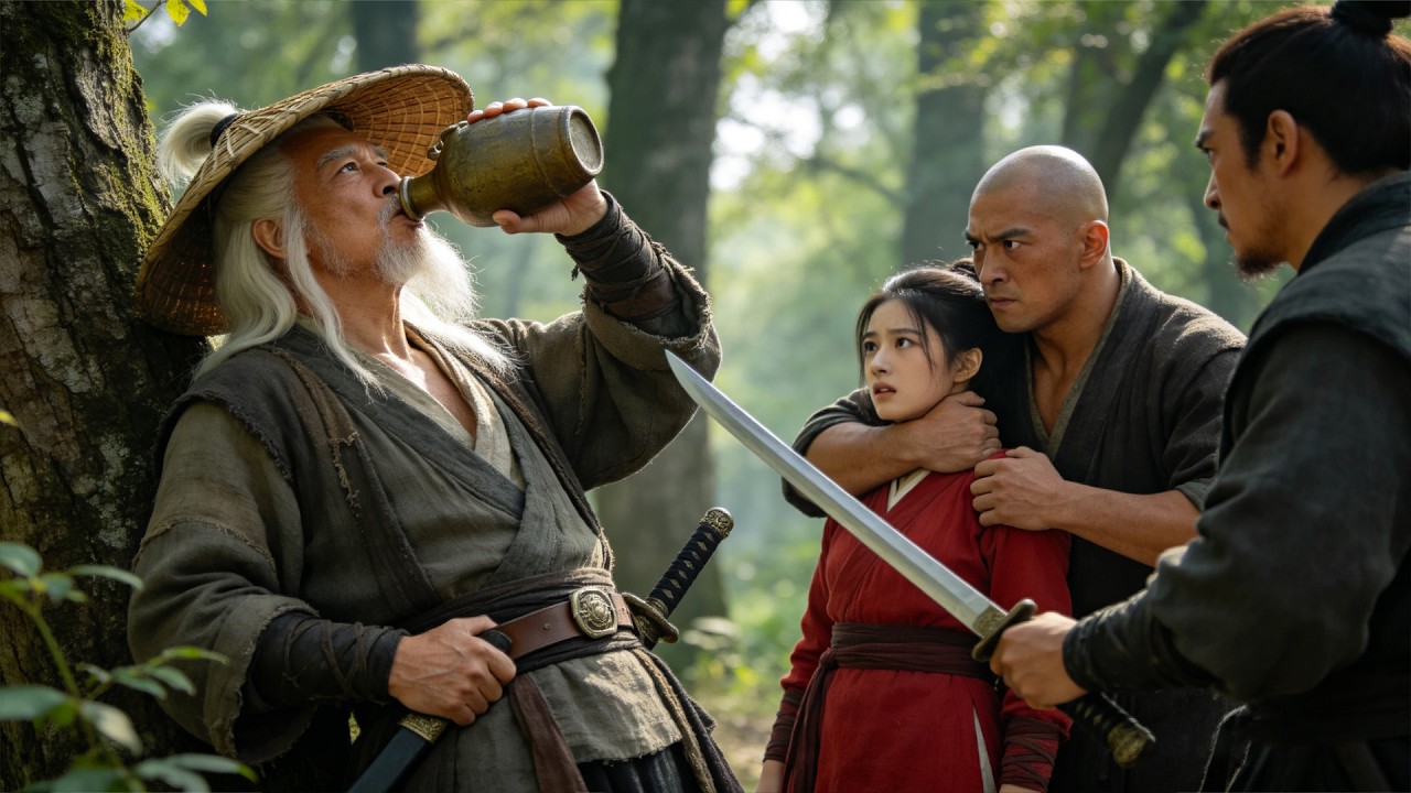 囂張惡霸欺負少女，殊不知路過的白髮老頭是功夫高手，一招秒殺惡霸！#武侠 #功夫 #kungfu #kungfumaster