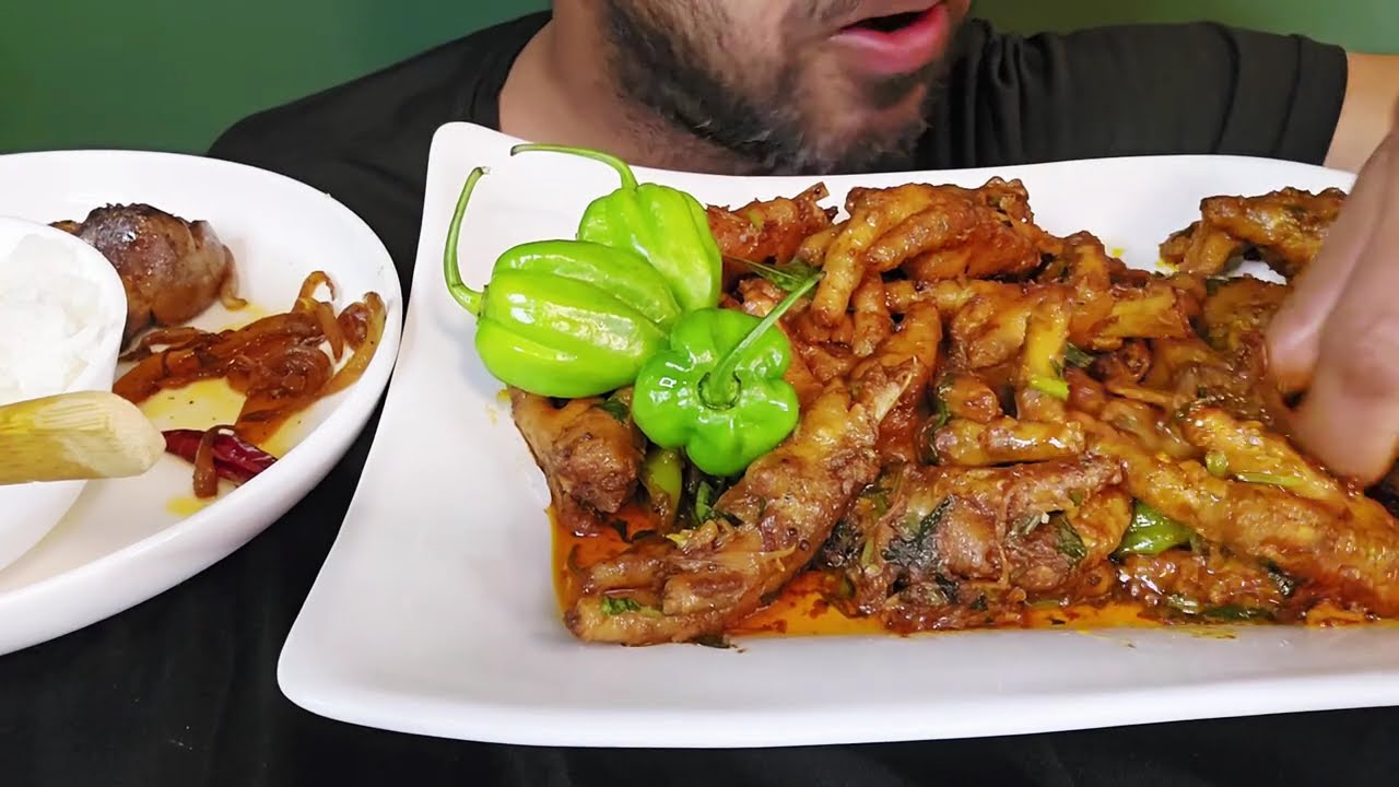 ASMR Mukbang!! Devouring Extra Spicy Chicken Feet & Chicken Liver like Never Before  🌶️ 🌶️🔥