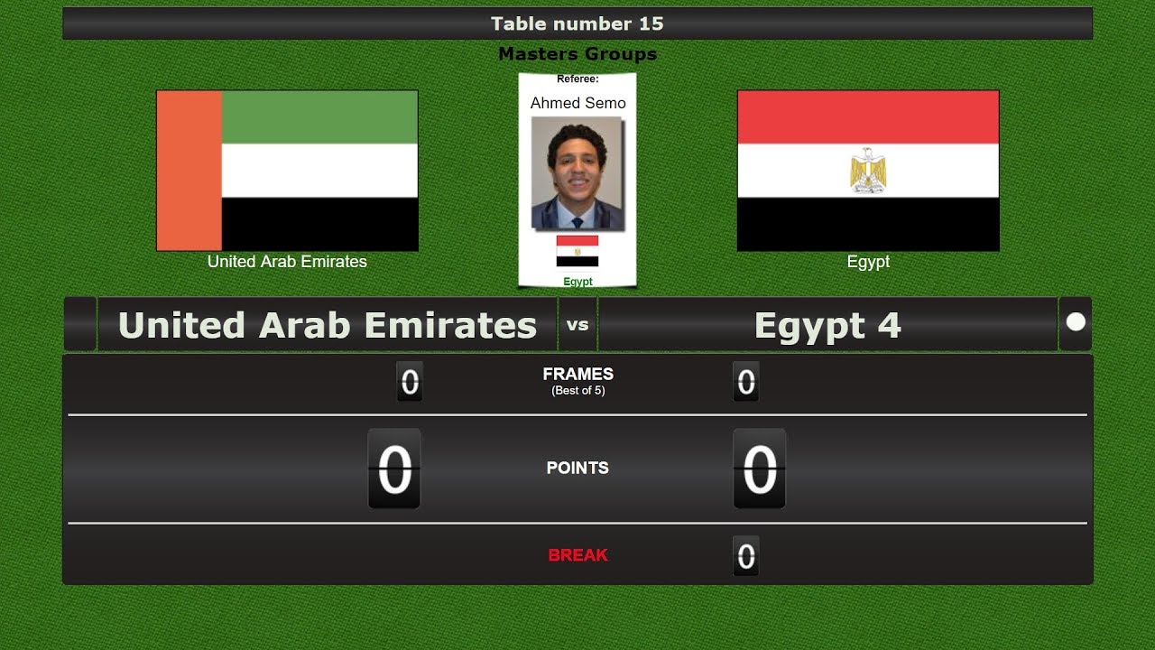 Snooker Team Masters Groups : United Arab Emirates vs Egypt 4