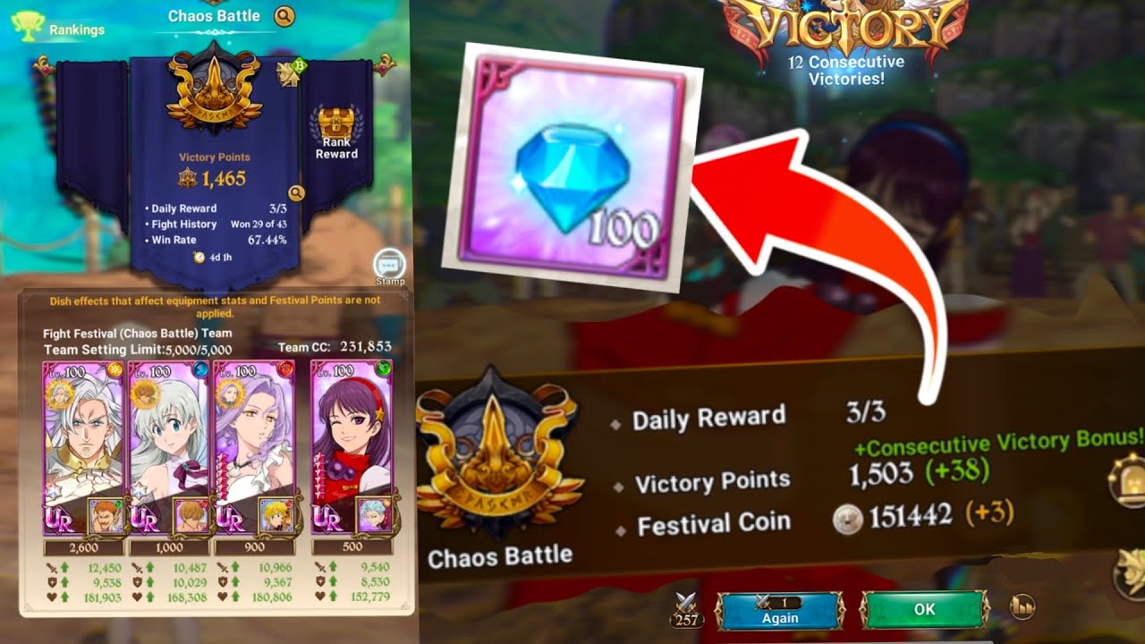 12 Consecutive WINS And COUNTING! Chaos Battle TOP KILLER TEAM! Seven Deadly Sins: Grand Cross
