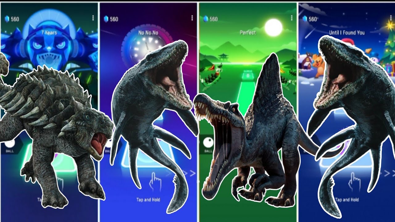 Jurassic World Two Dinosaur 🆚 Two Mosasourus  || Coffin Dance Song Tiles Hop Edm Rush