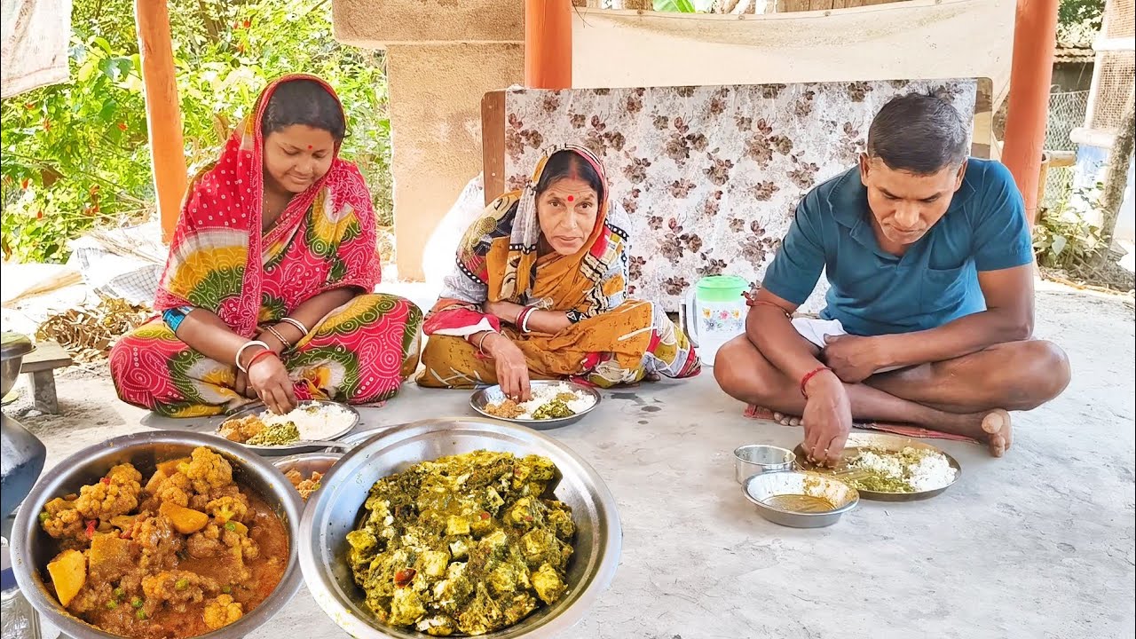 Palong Shak Tule Palong Paneer Ranna,Baganer Fulkopi Diye Anusthan Barir Moto Fulkopir Ranna Korlam6