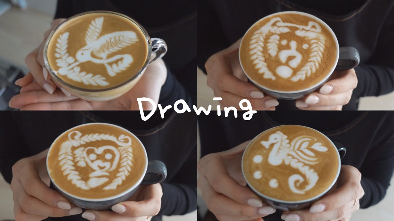 BARISTAJOY ☕️ Animal Latte Art Tutorials for barista beginners 🐶🕊🐵🦢