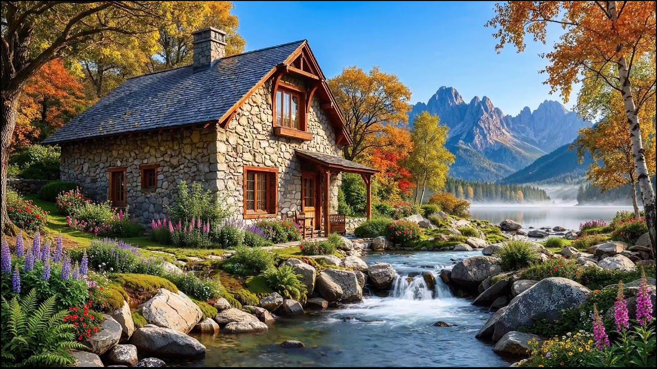 Cozy Countryside Cottage by the River | Calm Water Sounds for Study, Sleep & Relax