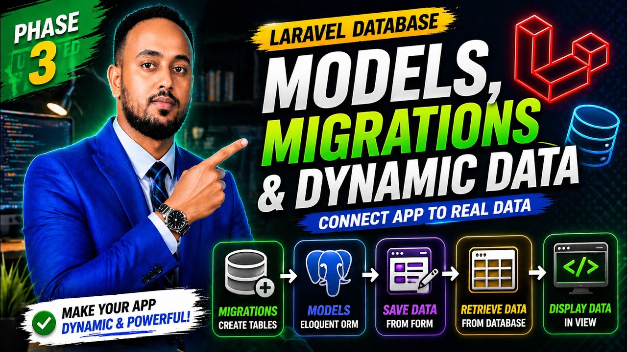 Laravel Database Tutorial (Phase 3) | Models, Migrations & Dynamic Data