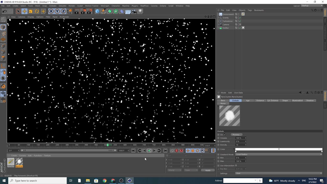 Cinema 4D Snow with emitter Tutorial