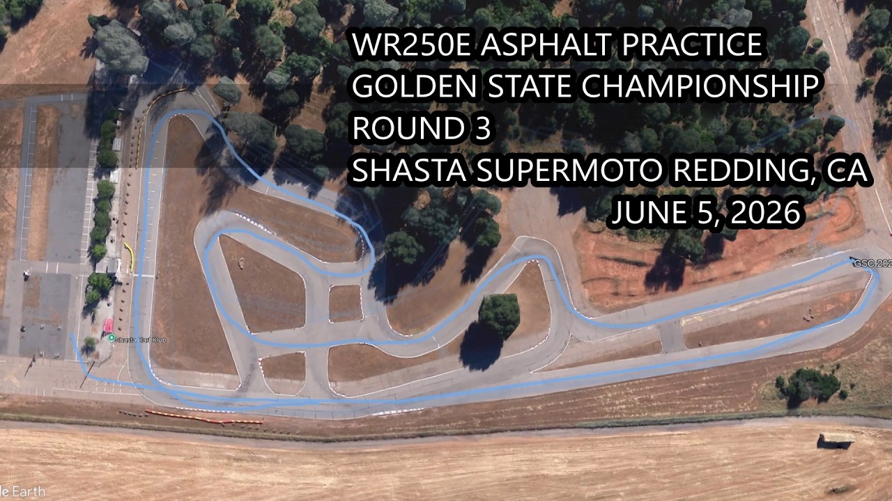 WR250E: тренировка на асфальте перед 3-м этапом чемпионата Golden State по супермото на трассе Sh...