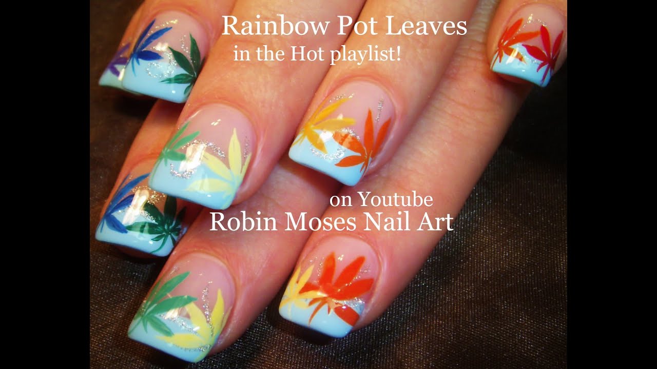 DIY Marijuana Manicure Nail Art Tutorial | Coachella Rainbow Pot Nails