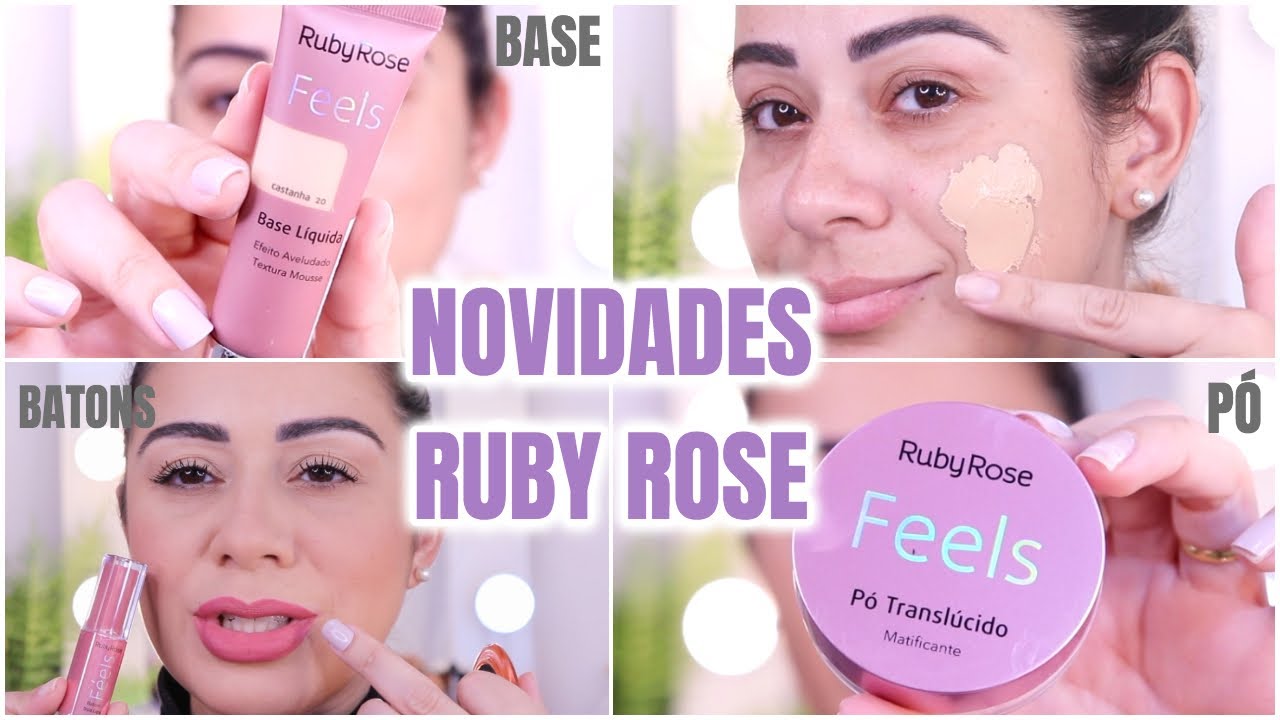 TESTANDO NOVIDADES RUBY ROSE | BASE FEELS , PÓ TRANSLÚCIDO, BATONS MATTE