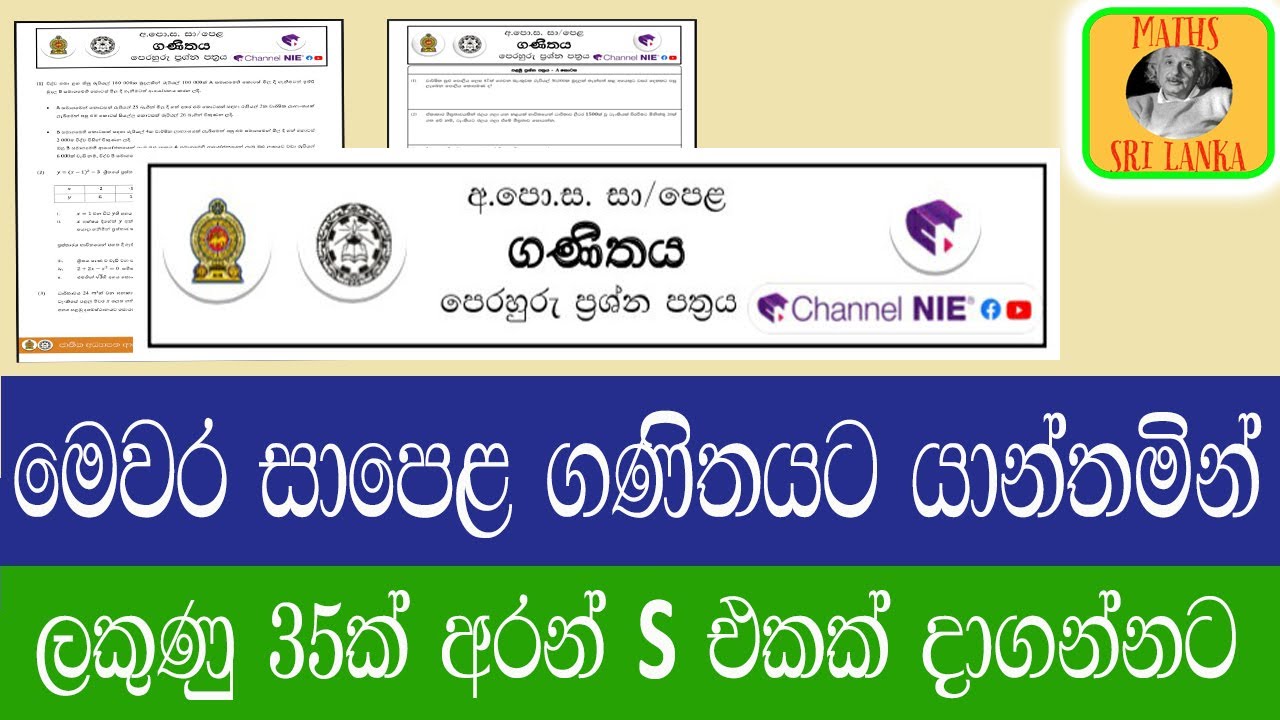 සාපෙළ ගණිතයට යාන්තමින් S පාස් එකක් අරන් ගොඩ යන්න ඕන අයටයි