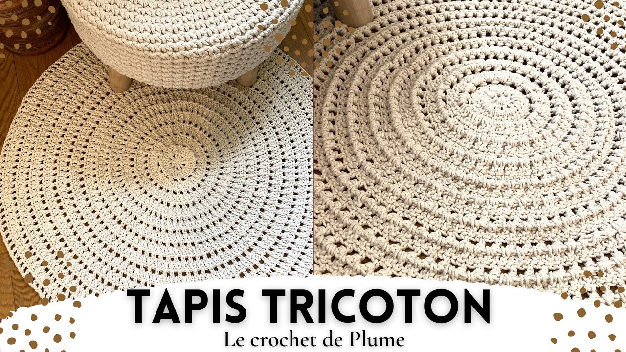 Comment faire un tapis rond au crochet - Modèle réversible - Tutoriel Tuto Pas à pas