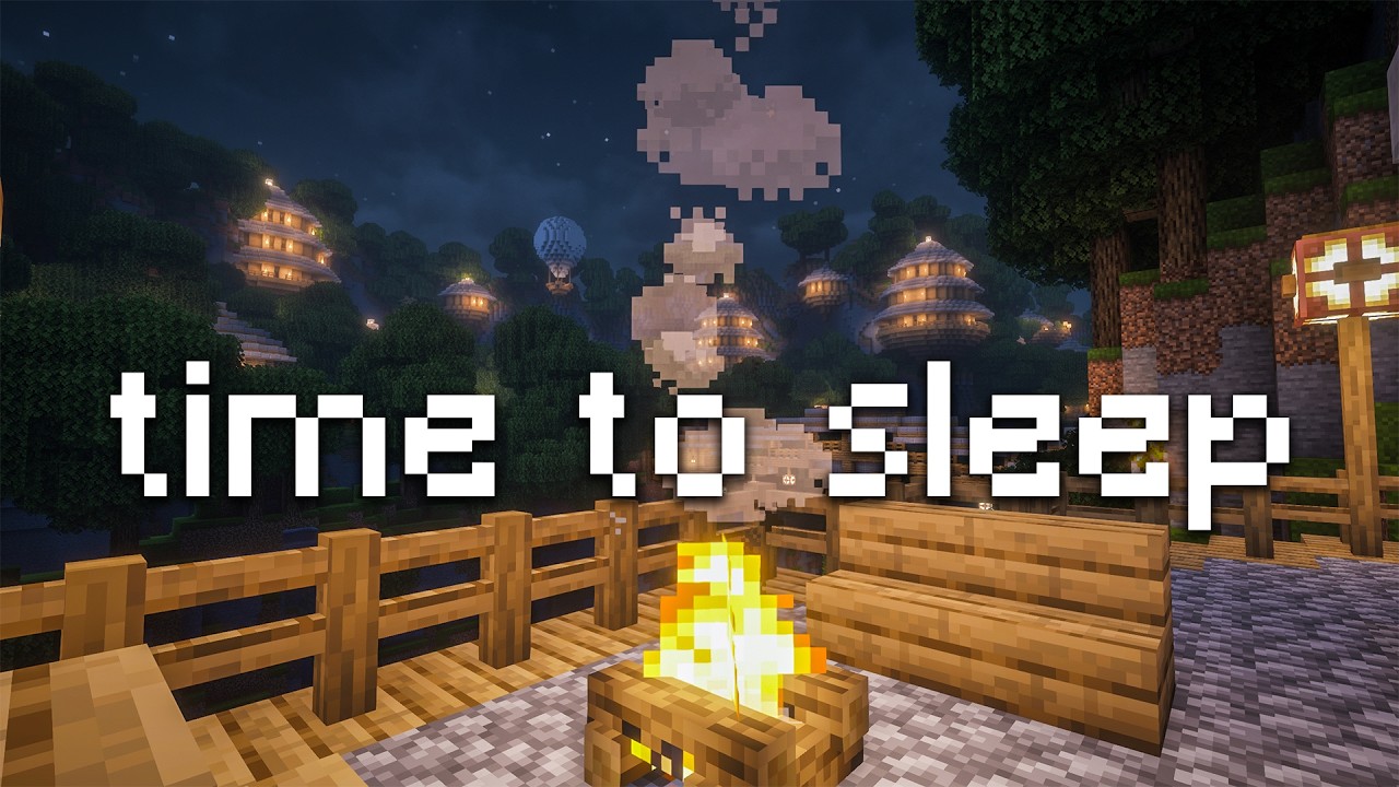 watching the rain start in the forest village... (minecraft music & cozy ambiance)