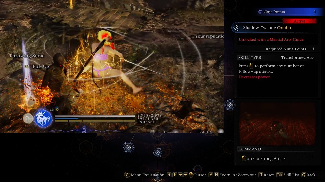 Nioh 3 Shadow Cyclone Combo Demonstration Infinite String Advanced Ninja Sword Martial Art