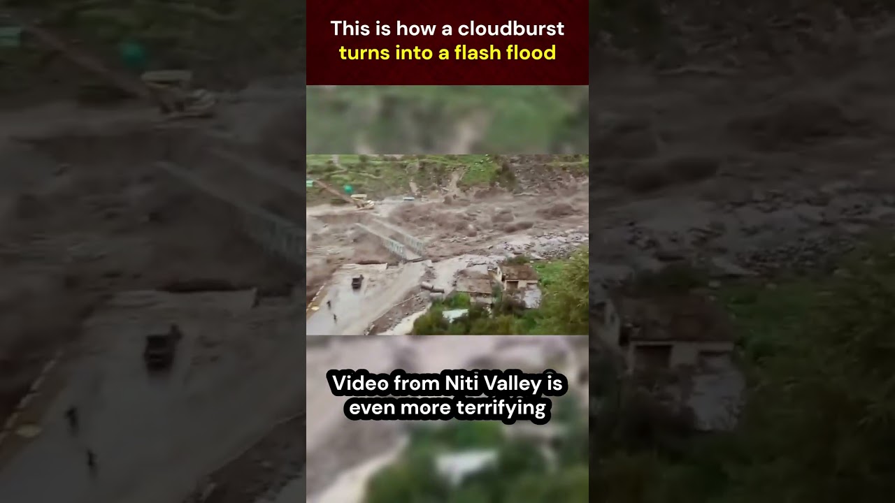 This is how a cloudburst turns into a flash flood    #chamolicloudburst #landslide