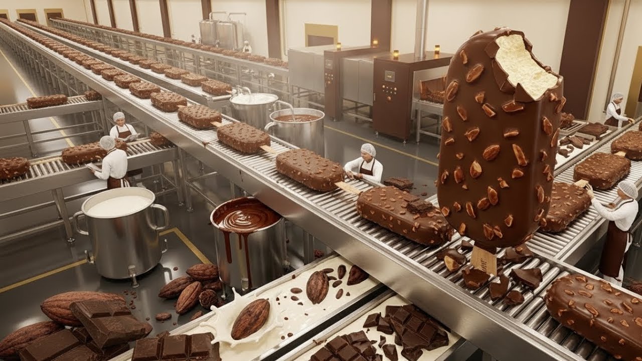 Inside a Magnum Ice Cream Factory:From Fresh Cream to Chocolate Bars (Full Process)
