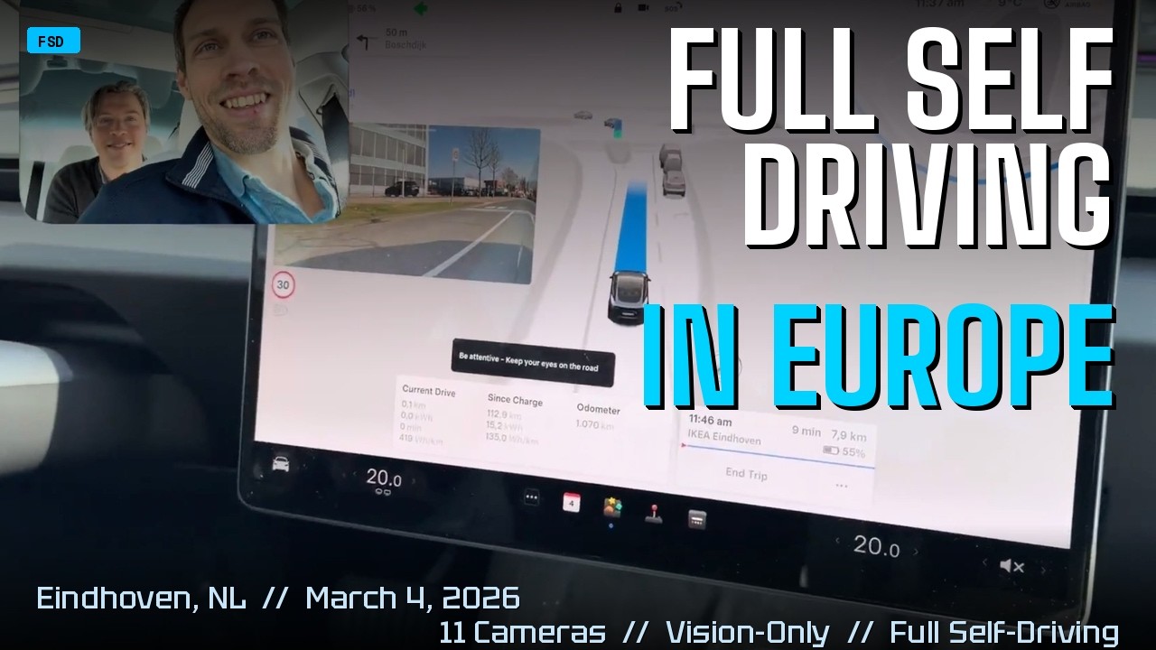 Tesla Full Self-Driving (FSD) in Europe: First Ride in Eindhoven, Netherlands