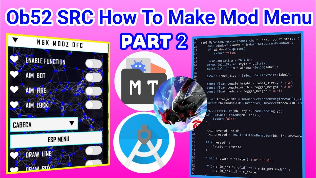 Part 2 how to make mod menu ob52 SRC new update ff an ff max working make on your name mod MENU 