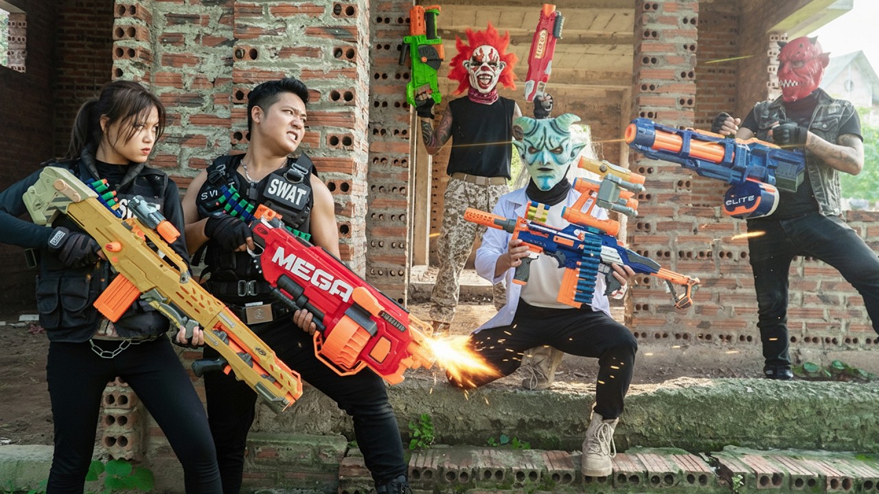 LTT Nerf Mod : SWAT TEAM Mission Nerf Guns Confrontation Against The Crimson Masks