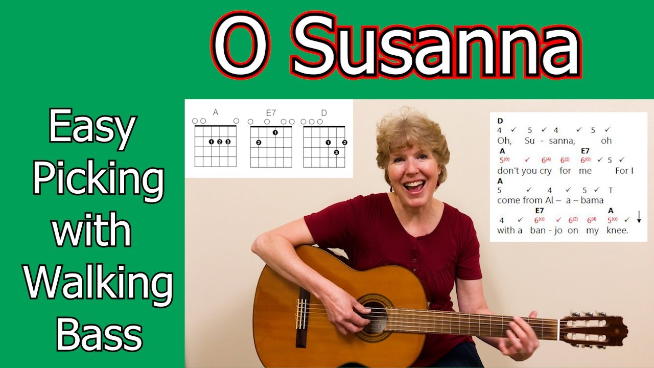 O Susanna (Easy Guitar with Walking Bass)