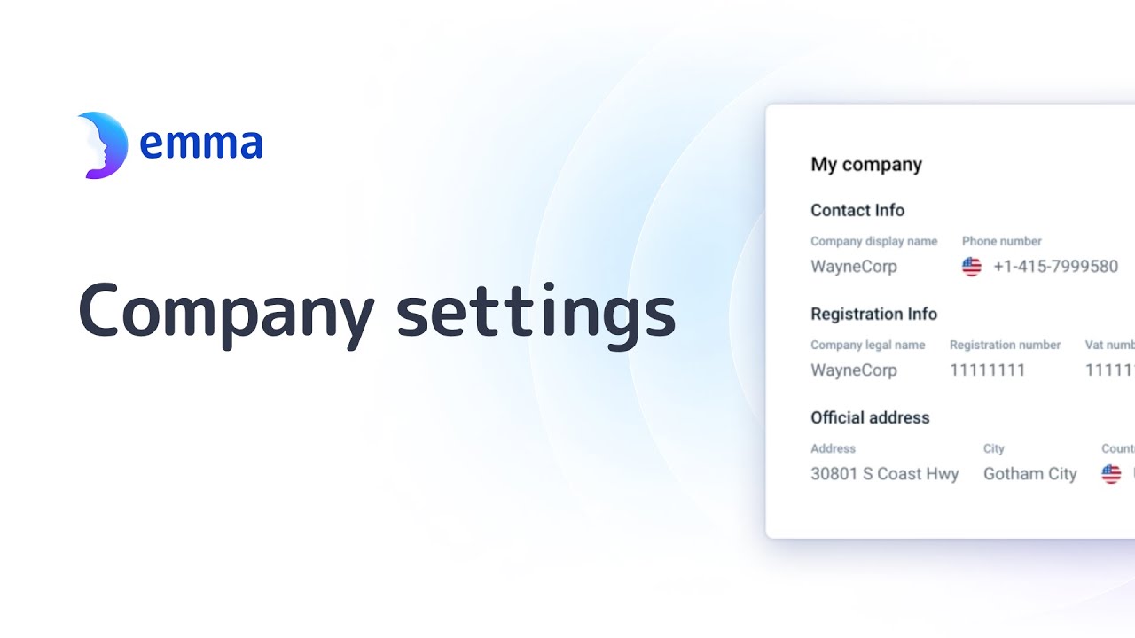 Company settings