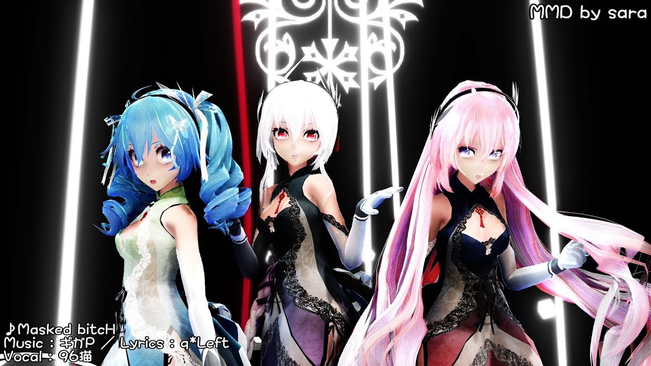 【MMD】Masked bitcH【Tda Miku×Haku×Luka】