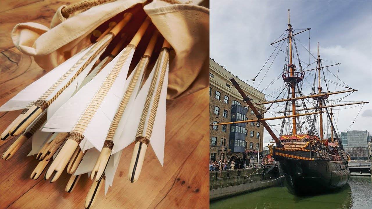 War arrows and warbow longbow battle arrow for the Golden Hinde Ship London