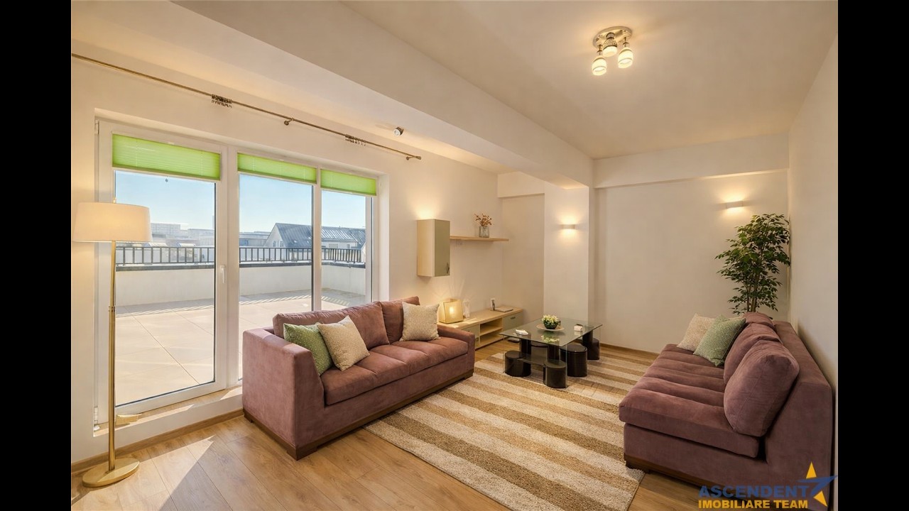 Apartament 2 camere tip penthouse, mobilat, utilat, 2 terase, 100mp, Tractorul, Brasov