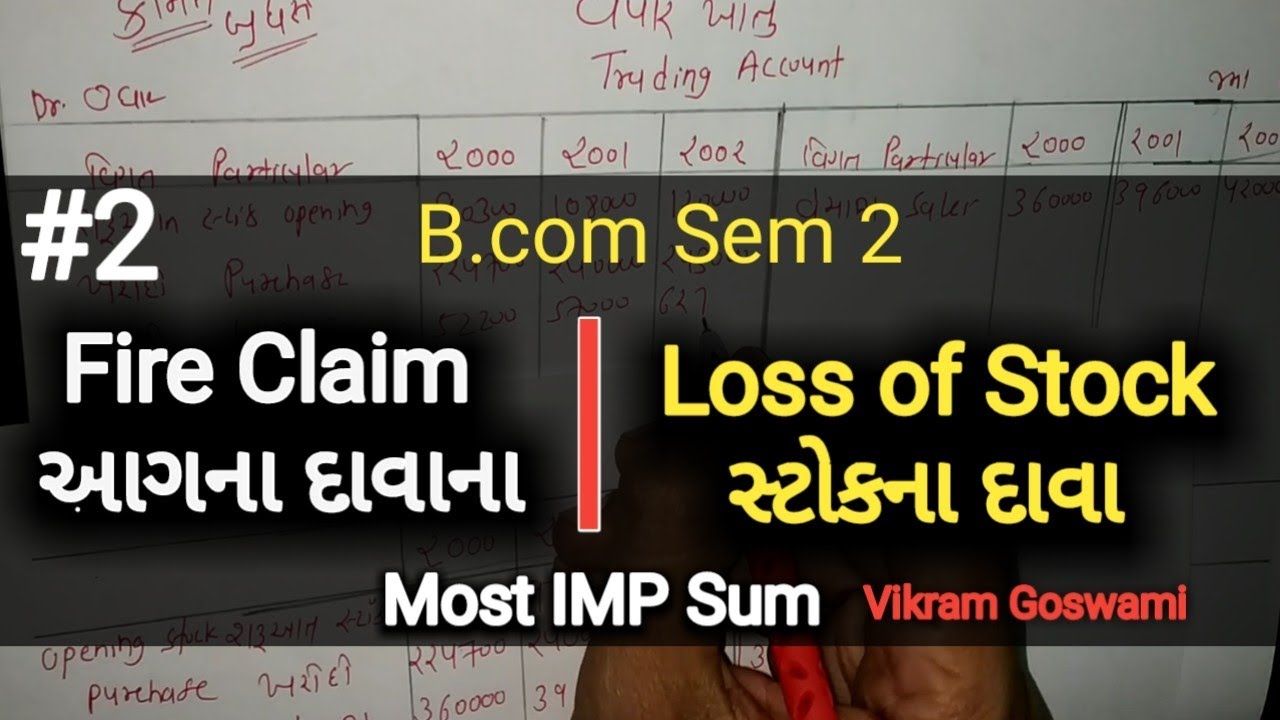 #2 Fire Claim Accounts આગના દાવાના હિસાભો | Loss of Stock સ્ટોકનો દાવો | B.com sem 2