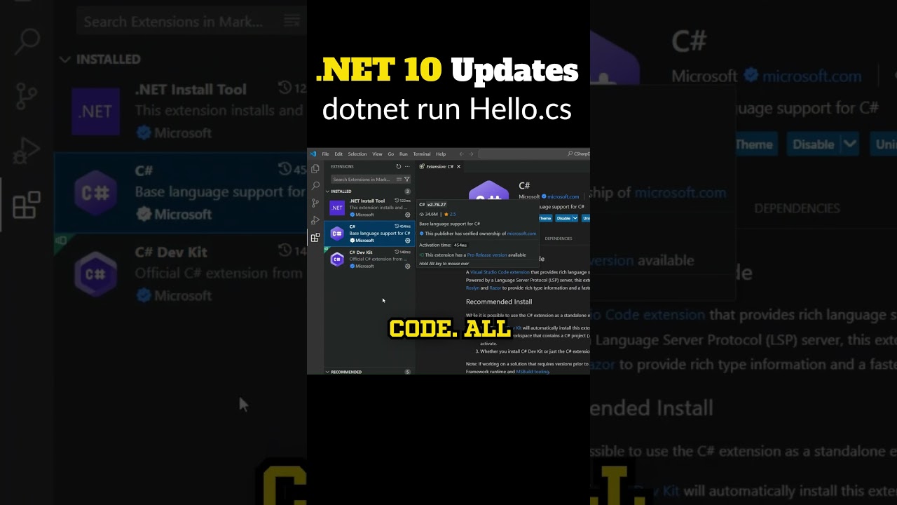 Run C# Without a Project in .NET 10! 🔥 #dotnet #csharp #shorts