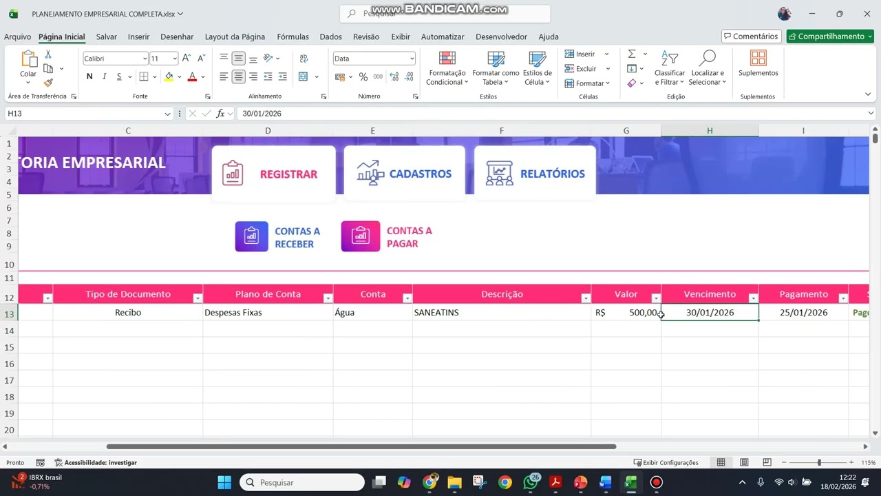 Planilha de Planejamento empresarial Completa
