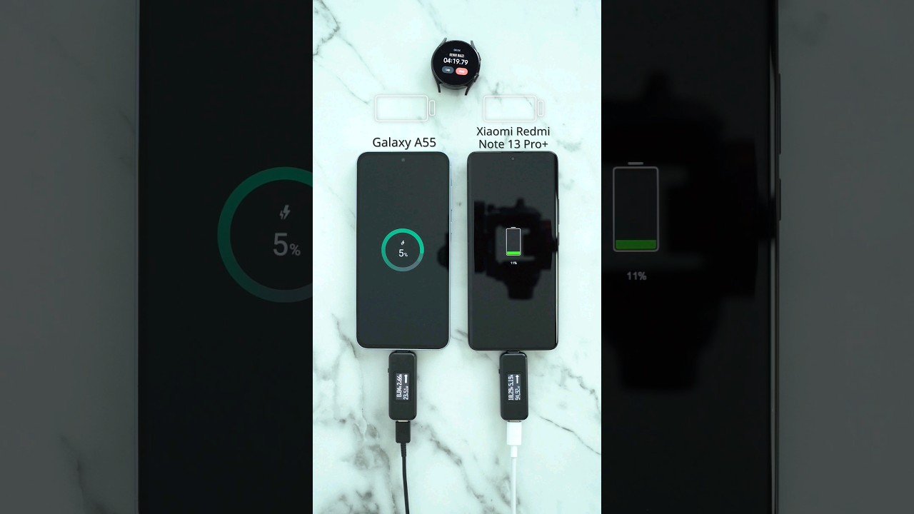 Samsung Galaxy A55 vs Xiaomi Redmi Note 13 Pro+ Charging Test🪫🔋