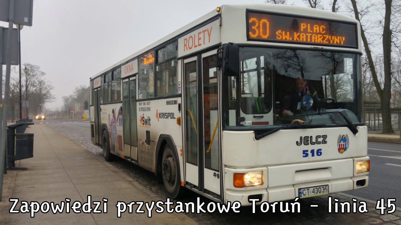 Toruń - zapowiedzi przystanków | linia 45