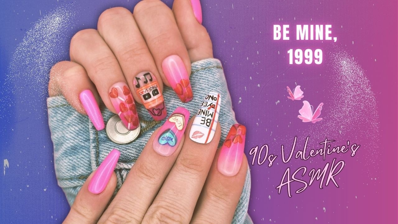 Be Mine, 1999 💌 | 90s Inspired Valentine’s Day Press-On Nails (ASMR Time Lapse)