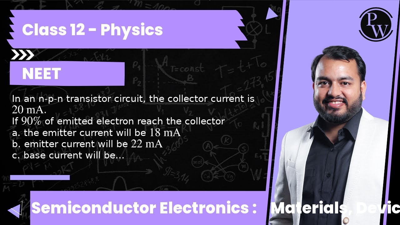 In an n-p-n transistor circuit, the collector current is 20 &nbsp;mA. If 90 % of emitted electron reac...
