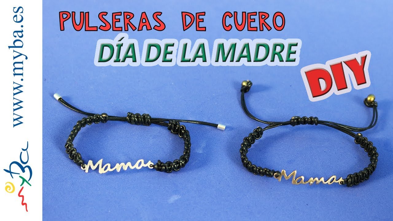 Cómo hacer pulseras de cuero DIY. Pulsera día de la madre macramé. Muy fácil. Pulsera nudos macramé.