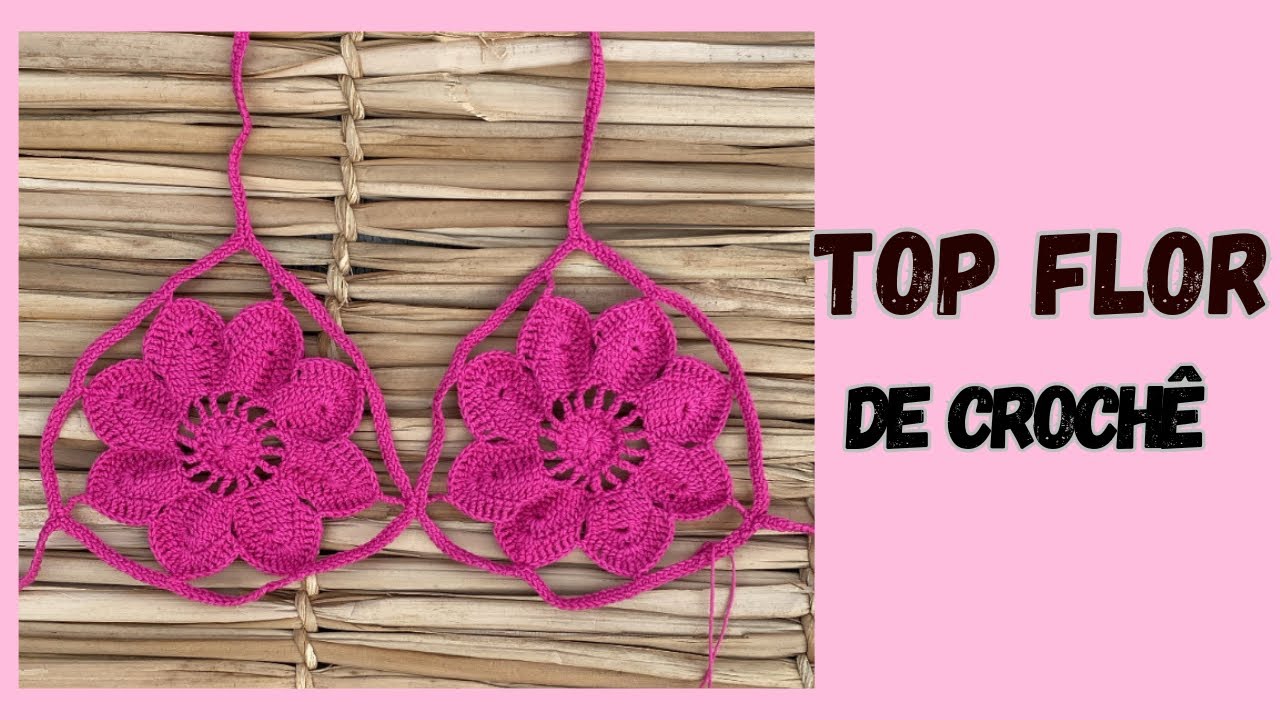 Top flor de crochê/ versão destro/ 