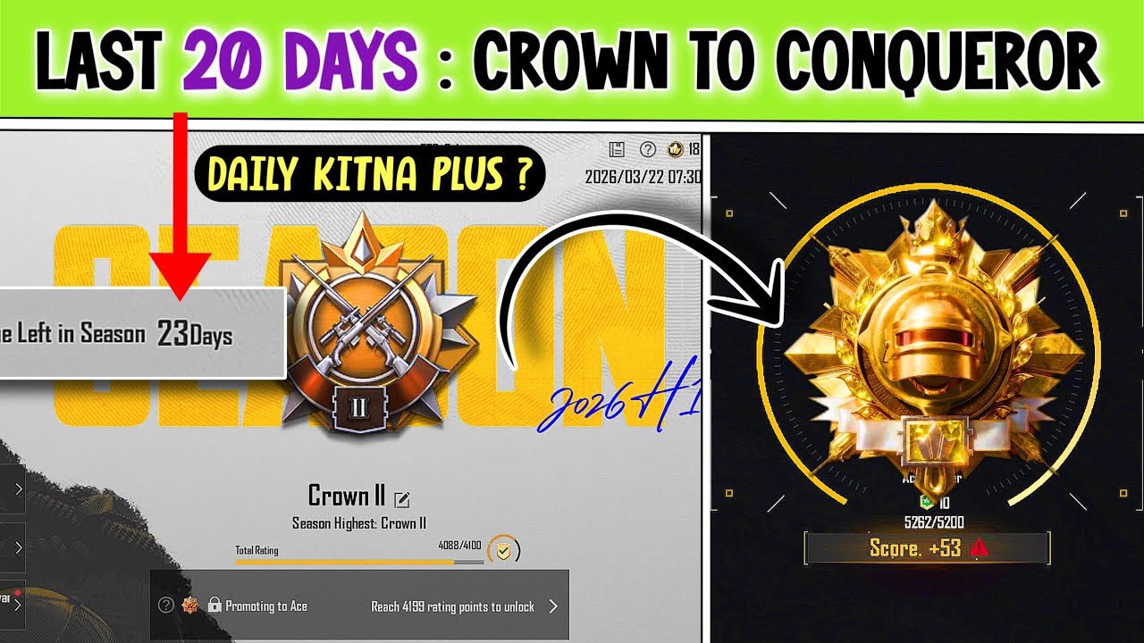 🇮🇳BGMI: LAST 20 DAYS 🔥 DIAMOND TO CONQUEROR | DAILY PLUS TARGET ?| SOLO CONQUEROR BEST TIPS & TRICKS