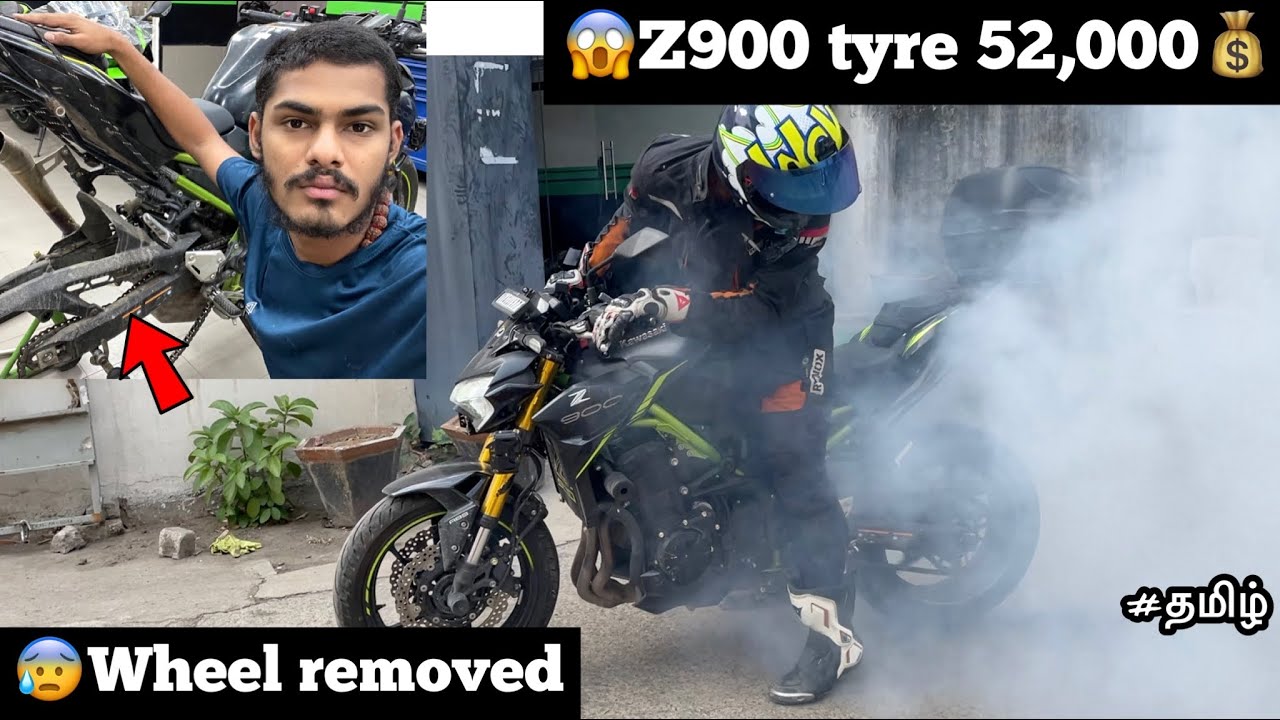 😱Wheel removed in our superbike😰| Episode - 33 |💥z900 tyre 52,000 | TTF | tamil |