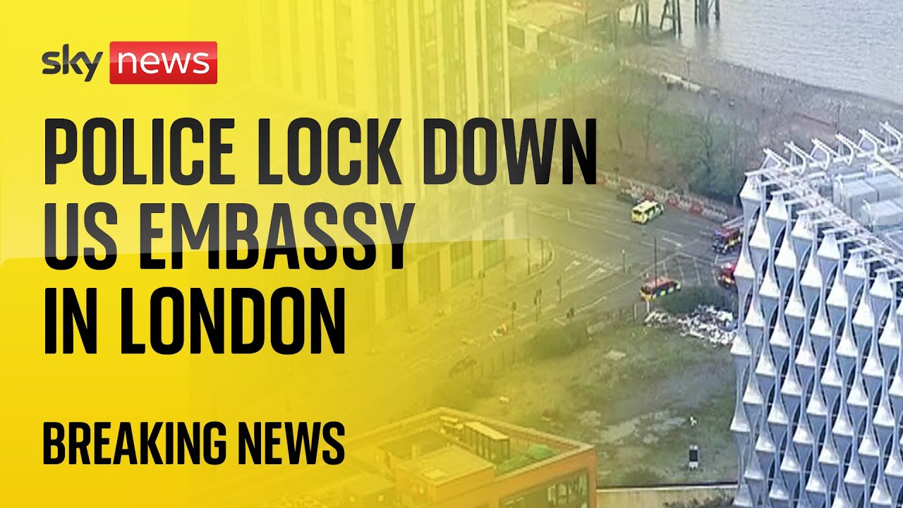 Police lock down the US embassy in London after a 'loud bang' from a controlled explosion