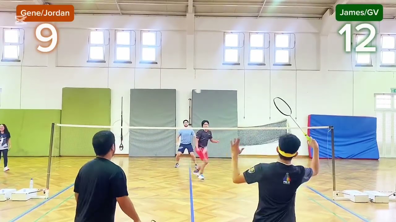 Badminton Men’s Doubles Game: Gene/Jordan vs James/GV