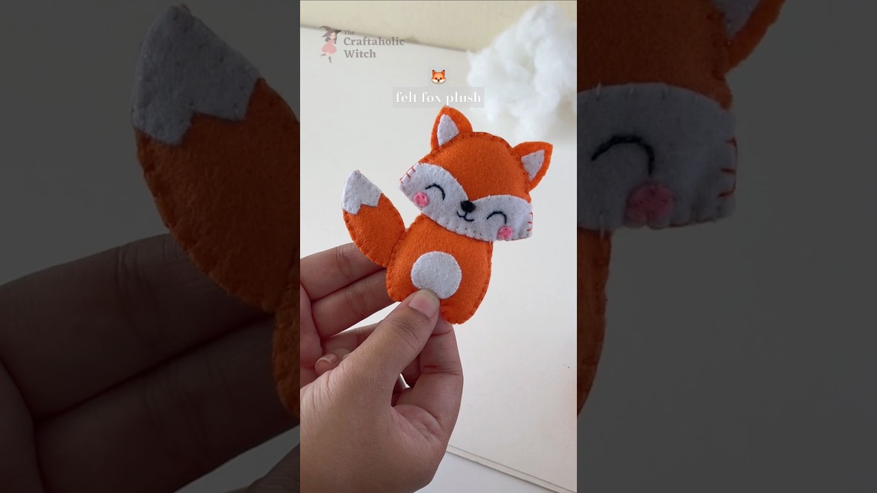 make a felt fox plush with me 🦊 cute felt craft idea | easy felt craft | easy felt doll pattern