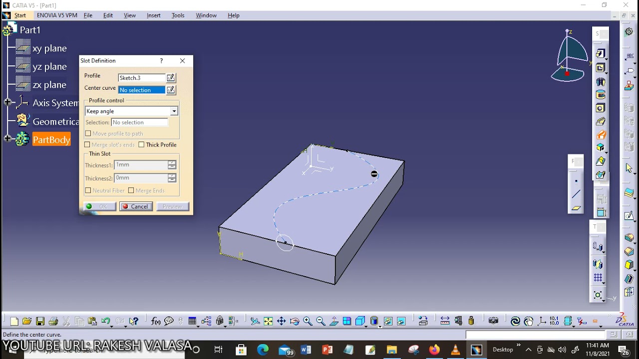 HOW TO CREATE SLOT IN CATIA V5