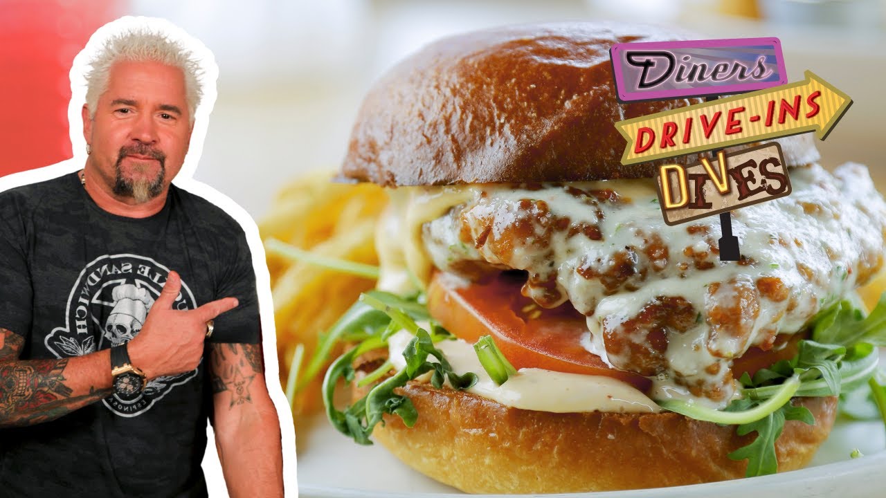 Guy Fieri Eats INSANE Double-Fried Chicken Sandwich 🤤 | Diners, Drive-Ins and Dives | Food Network