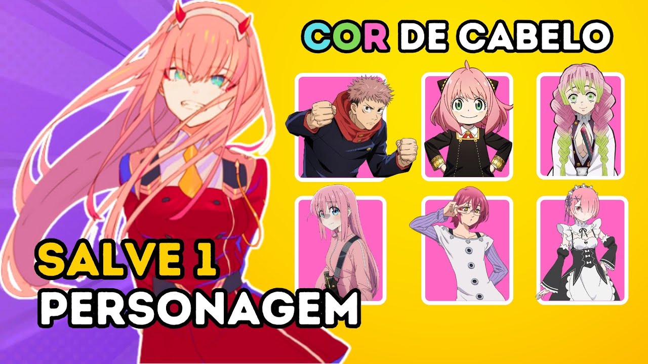 Salve 1 PERSONAGEM DE ANIME para cada COR DE CABELO 🎨🔥| ANIME QUIZ